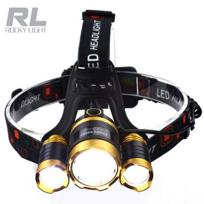 High Mid Low SOS 4 modes led head light adjustable 3 light outdoor camping lamp hiking fishing head lamp